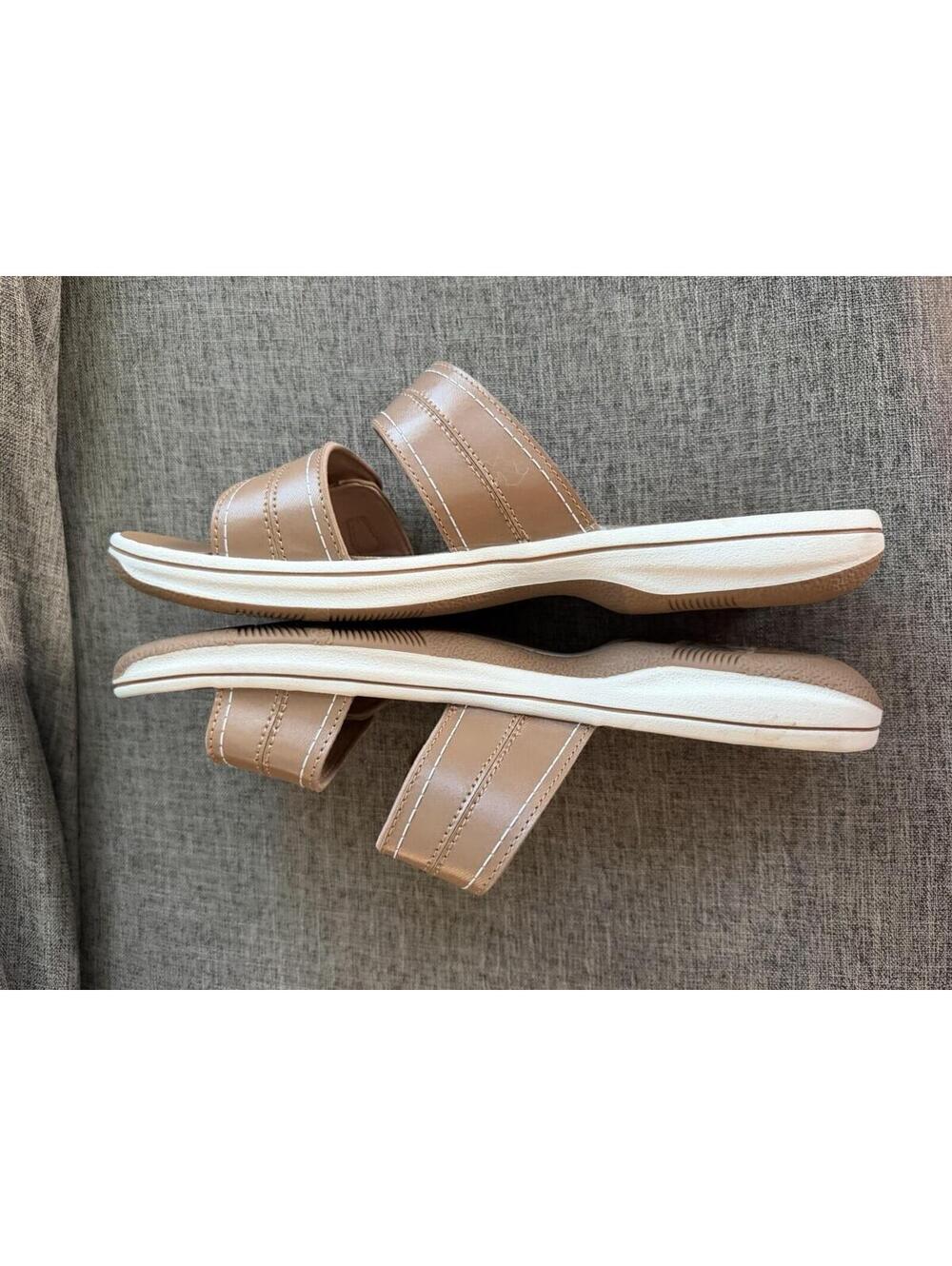 Clarks Women Cloudsteppers Breeze Maye Beige Slip On Sandals Womens Size 9 - Picture 9 of 12